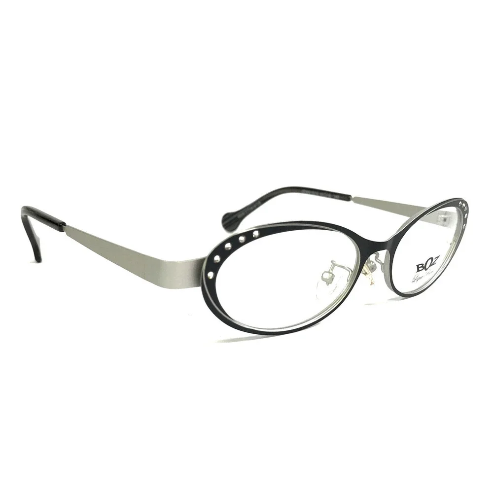 BOZ Eyeglasses Frames ZENNI 0010 Black Silver Strass Crystals Oval 51-16-140